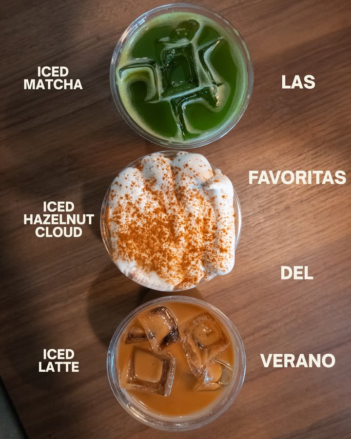 Selección de bebidas frías de café y matcha de LaVidé